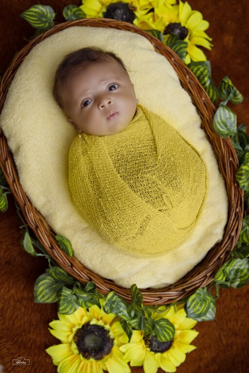 Newborn Basket With Yellow Wrapping 137